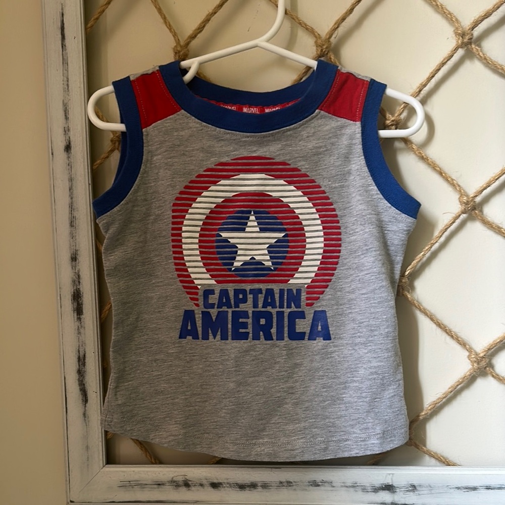 Marvel Captain America Gray and Red Tank Top size 2T